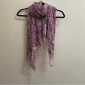 Animal Print Fringe Scarf